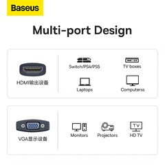 Адаптер Baseus WKQX010101 HDMI към VGA с 3.5 аудио изход и microUSB вход