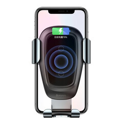Baseus Metal Gravity Wireless Charger Car Mount Phone Bracket Air Vent Holder Qi Charger WXYL-B0A - black