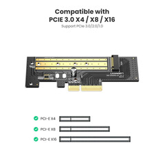 Адаптер за разширителна карта Ugreen PCIe 3.0 x4 към SSD M.2 M-Key / M.2 B-Key черен (CM302)