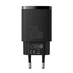 Зарядно устройство Baseus Compact Fast USB към USB Type C 20W 3A Quick Charge 3.0 CCXJ-B01 - черно