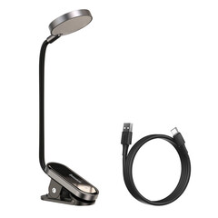 lamp, black, white light, baseus lanp.Baseus mini LED reading lamp with clip gray