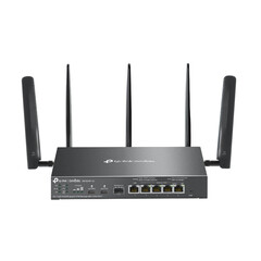Гигабитен VPN рутер TP-Link Omada модел ER706WP-4G AX3000 на бял фон.
