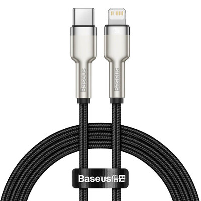 черен кабел на бял фон Baseus.