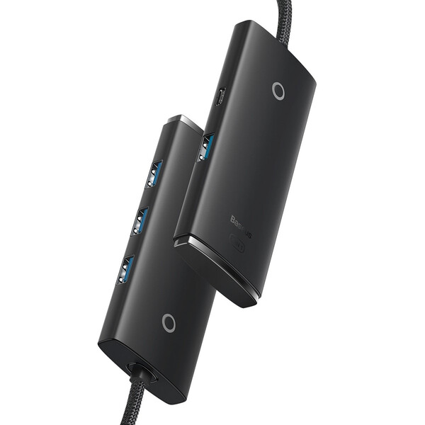 USB хъб Baseus WKQX030301 Type-C Lite Series 5в1, мултифункционален, 25см, черен
