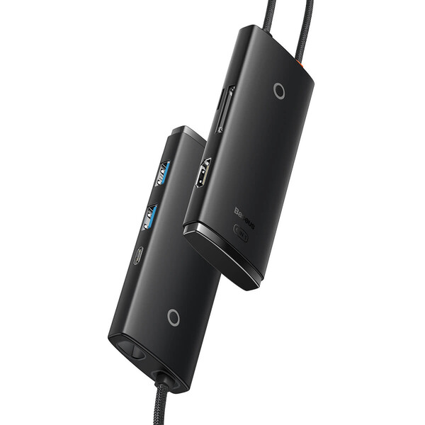 USB хъб Baseus WKQX050001 Type-C Lite Series 6 в 1, мултифункционален, черен
