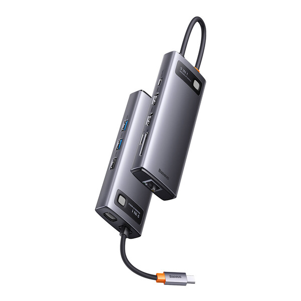 USB хъб Baseus WKWG06001 USB-C Metal Gleam Series 9в1, мултифункционален, сив