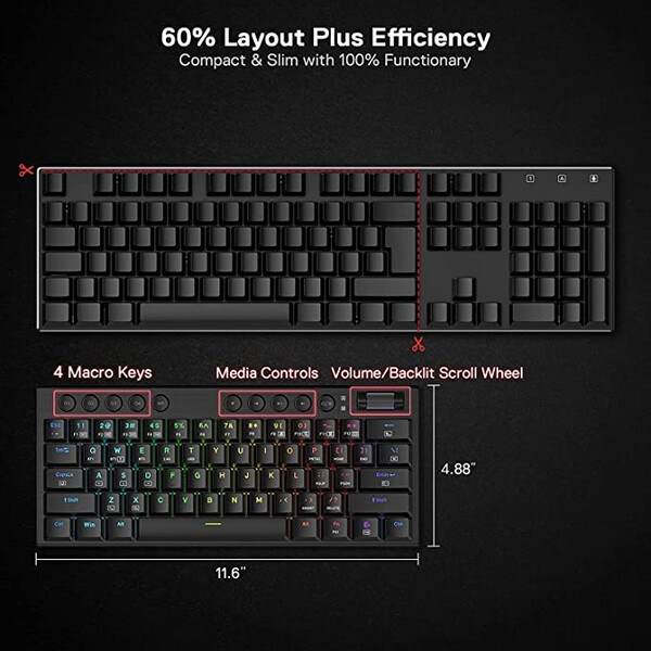 Mechanical gaming keyboard Redragon - Noctis Pro Red-black