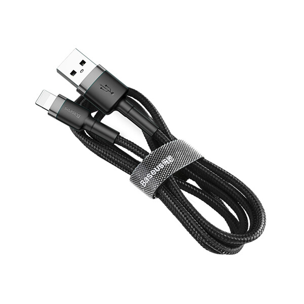 USB кабел Baseus Cafule Cable Durable Nylon Braided Wire USB /Lightning QC3.0 2A 3 м CALKLF-RG1 - черно/сив