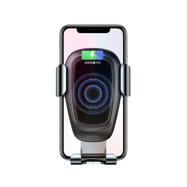 Baseus Metal Gravity Wireless Charger Car Mount Phone Bracket Air Vent Holder Qi Charger WXYL-B0A - black