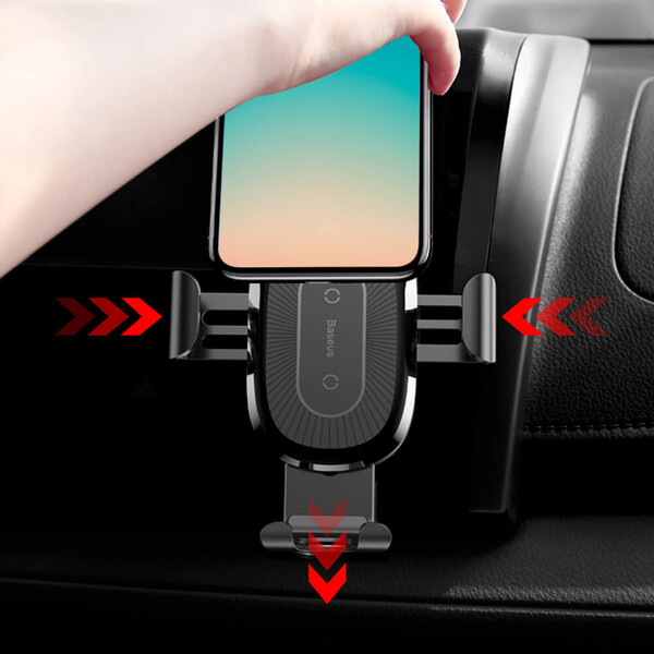 Поставка за телефон за кола с безжично зареждане Baseus Gravity Car Mount Phone Bracket Air Vent Holder