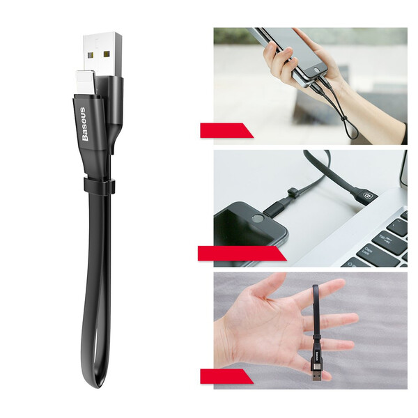 USB кабел Baseus Nimble USB / Lightning with Buckle 2A 0,23м CALMBJ-B01 - черен