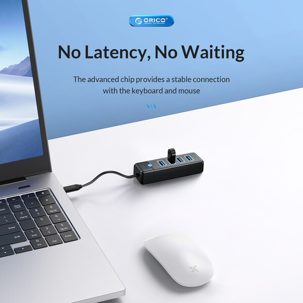 Хъб Orico USB-C към 2x USB 3.0+USB-C 5Gbps 0,15 м PWC2U-C3 - бял