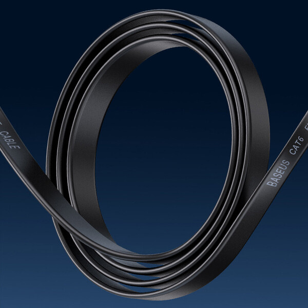 Мрежов кабел Baseus WKJS000001 high Speed Cat6 32AWG Gigabit network cable (flat cable) 1.5м - черен