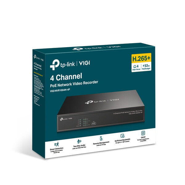 NVR TP-Link VIGI PoE+ Network Video Recorder 4-канален 
