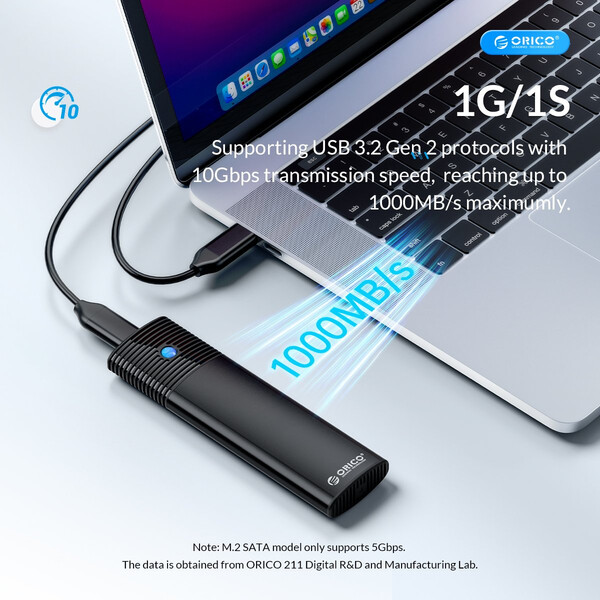 Orico USB3.2 Gen2 Type-C M.2 NVMe SSD Enclosure (10Gbps) Black