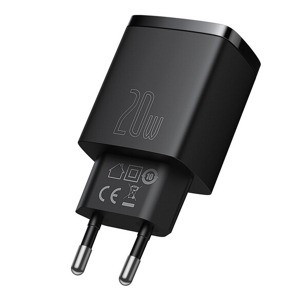 Зарядно устройство Baseus Compact Fast USB към USB Type C 20W 3A Quick Charge 3.0 CCXJ-B01 - черно