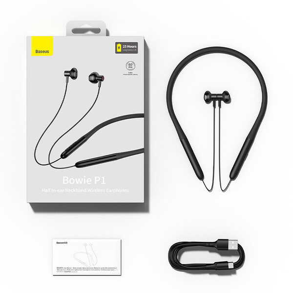 Baseus Bowie P1 Half In-ear Neckband Wireless Earphones NGPB000001 - black
