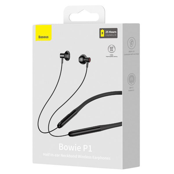 Baseus Bowie P1 Half In-ear Neckband Wireless Earphones NGPB000001 - black