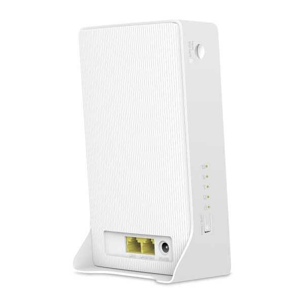 Бял рутер Mercusys модел Mercusys MB230-4G AC1200 на бял фон.