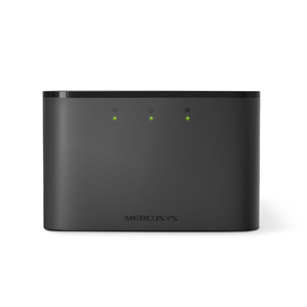 Черен рутер Mercusys модел MT110 ня бял фон.