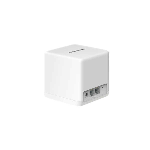 Бял рутер Mercusys модел Halo H60XS(2-pack) AX1500 на бял фон.